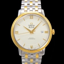 홍콩명품 [오메가] 남성용 드빌 프레스티지 424.20.37.20.02.001 오토매틱 Cal.8800타입 39.5mm 18K 옐로우골드 메탈줄 화이트 다이얼 omg20201  