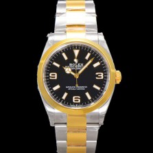 홍콩명품 [로렉스] 남성용 New 신형 익스플로러 m124273-0001 옐로우골드 오이스터 스틸 36mm 오토매틱 Cal.3230 무브먼트 블랙 다이얼 rol5306  