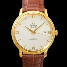 홍콩명품 [오메가] 남성용 드빌 프레스티지 424.53.40.20.02.002 오토매틱 Cal.2500타입 39.5mm 18K 옐로우골드 가죽줄 화이트 다이얼 omg20206  