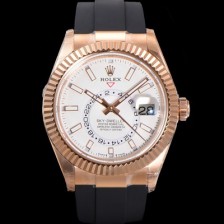 홍콩명품 [로렉스] 남성용 스카이더웰러 m336235-0003 18K 로즈골드 42mm 오토매틱 Cal.9002 타입 우레탄줄 화이트 다이얼 rol5313  