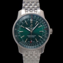 홍콩명품 [브라이틀링] 남성용 네비타이머 A17326361L1A1 크로노그래프 오토매틱 2824 타입 41mm 메탈줄 그린 다이얼 bre6033  