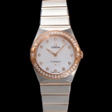 홍콩명품 [오메가] 여성용 컨스틀레이션 131.25.28.60.55.001 로즈골드 다이아몬드 세팅 베젤 28mm 쿼츠 무브먼트 화이트 자개 다이얼 omg0152  