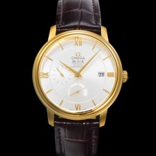 홍콩명품 [오메가] 남성용 드빌 424.53.40.21.02.002 프레스티지 코-액시얼 39.5mm  18K 옐로우골드 오토매틱 Cal.2627 타입 실버 다이얼 omg0176  