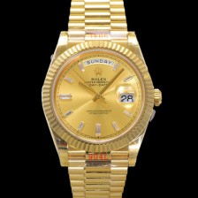 홍콩명품 [로렉스] 남성용 New 데이데이트 m228238-0005 무게187g 18K 옐로우골드 40mm 오토매틱 Cal.2836-2 타입 샴페인 바게트 다이얼 rol5395  