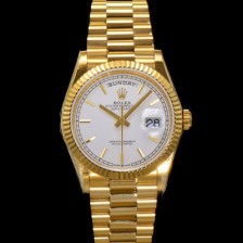 홍콩명품 [로렉스] 남성용 New 데이데이트 m128238-0081 무게173g 18K 옐로우골드 프레지던트 36mm 오토매틱 Cal.2836-2 타입 화이트 다이얼 rol5410  