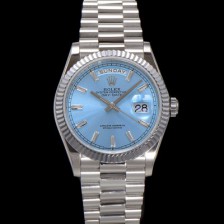 홍콩명품 [로렉스] 남성용 New 데이데이트 m128236-0009 무게173g 플래티넘 프레지던트 36mm 오토매틱 Cal.2836-2 타입 아이스 블루 바게트 다이얼 rol5411  