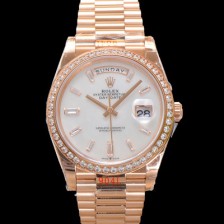 홍콩명품 [로렉스] 남성용 New 데이데이트 m228345rbr-0026 무게187g 프레지던트 18K 로즈골드 40mm 오토매틱 Cal.2836-2 타입 다이아몬드/마더 오브펄 다이얼 rol5402  
