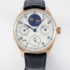 홍콩명품 [아이더블유씨] 남성용 포루투기즈 IW503405 퍼페추얼 캘린더 더블 문 플래티넘 44mm 18k 로즈골드 오토매틱 무브먼트 화이트 다이얼 iwc4110  