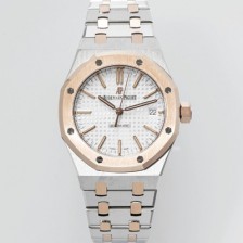 홍콩명품 [오데마피게] 남성용 하이엔드 15450ST 로얄오크 18K 로즈골드 37mm 오토매틱 Cal.3120무브먼트 실버 와플 다이얼 aud6523  