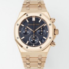 홍콩명품 [오데마피게] 남성용 로얄오크 26240OR.OO.1320OR.05 크로노그래프 18K 로즈골드 41mm 오토매틱 Cal.4401 타입 블루 와플 다이얼 aud6556  