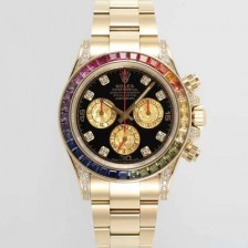 홍콩명품 [로렉스] 남성용 데이토나 레인보우 116598 RBOW 크로노그래프 18K 옐로우골드 40mm 오토매틱 Cal.4130타입 블랙 다이얼 rol5432  