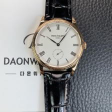 홍콩명품 [파텍필립] 남성용 칼라트라바 18K 로즈골드 가죽줄 39mm 오토매틱 324 타입 화이트 다이얼 pat2248  