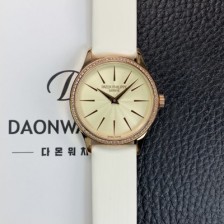 홍콩명품 [파텍필립] 여성용 칼라트라바 4897R-010 나토천/가죽줄 18K 로즈골드 33mm 오토매틱 Cal.324 타입 크림 다이얼 pat2250  