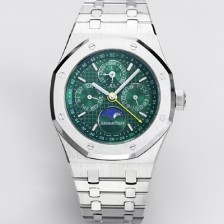 홍콩명품 [오데마피게] 남성용 로얄오크 26574 퍼페츄얼 캘린더 문페이즈 41mm 그린 다이얼 신형 5134 오토매틱 무브먼트 aud4208  