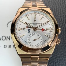홍콩명품 [바쉐런 콘스탄틴] 남성용 오버시즈 듀얼타임 18K 로즈골드 오토매틱 칼리버 5200 타입 41mm 메탈줄 실버 다이얼 vac1173  