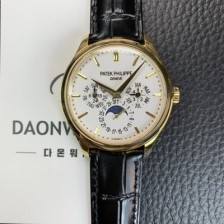 홍콩명품 [파텍필립] 남성용 퍼페추얼 캘린더 18K 옐로우골드 5140 가죽줄 40mm 오토매틱 Cal.240 타입 화이트 다이얼 pat2242  