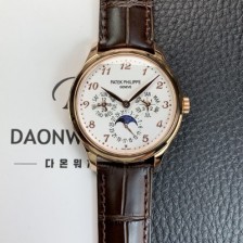 홍콩명품 [파텍필립] 남성용 퍼페추얼 캘린더 18K 로즈골드 5140 가죽줄 40mm 오토매틱 Cal.240 타입 화이트 다이얼 pat2244  