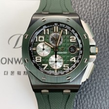 홍콩명품 [오데마피게] 남성용 로얄오크 오프쇼어 26405CE.OO.A056CA.01 세라믹 베젤 크로노그래프 44mm 오토매틱 무브먼트 그린 다이얼 aud6580  