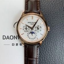홍콩명품 [파텍필립] 남성용 퍼페추얼 캘린더 18K 로즈골드 5140 가죽줄 40mm 오토매틱 Cal.240 타입 화이트 다이얼 pat2245  