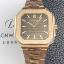 홍콩명품 [파텝필립] 남성용 큐비투스 데이트 Ref.5821 18K 로즈골드 45mm 오토매틱 Cal.26-330 SC 타입 브라운 다이얼 pat2257  