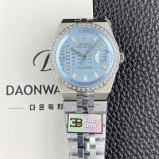 홍콩명품 [로렉스] 남성용 랜드드웰러 m127286TBR 플래티넘 바게트 플랫 주빌리 36mm 오토매틱 Cal.7135타입 아이스 블루 다이얼 rol5638  