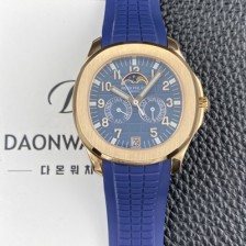 홍콩명품 [파텝필립] 남성용 아쿠아넛 5261R 루스 연간 캘린더 문페이즈 39.9mm 18K 로즈골드 오토매틱 Cal.324 S C 타입 블루 다이얼 pat2271  