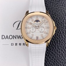 홍콩명품 [파텝필립] 남성용 아쿠아넛 5261R 루스 연간 캘린더 문페이즈 39.9mm 18K 로즈골드 오토매틱 Cal.324 S C 타입 화이트 다이얼 pat2272  