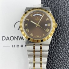 홍콩명품 [튜더] 남성용 로얄 워치 오토매틱 스위스 ETA2836-2 타입 18K 옐루골드 41mm 메탈줄 브라운 다이얼 tud5134  