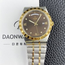 홍콩명품 [튜더] 남성용 로얄 워치 오토매틱 스위스 ETA2836-2 타입 18K 옐루골드 41mm 메탈줄 브라운 다이얼 tud5135  