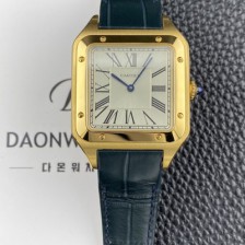 홍콩명품 [까르띠에] 남성용 산토스 뒤몽 santos1612 엑스라지 18K 옐우골드 46.6mm 쿼츠 무브먼트 실버 다이얼 car69377  