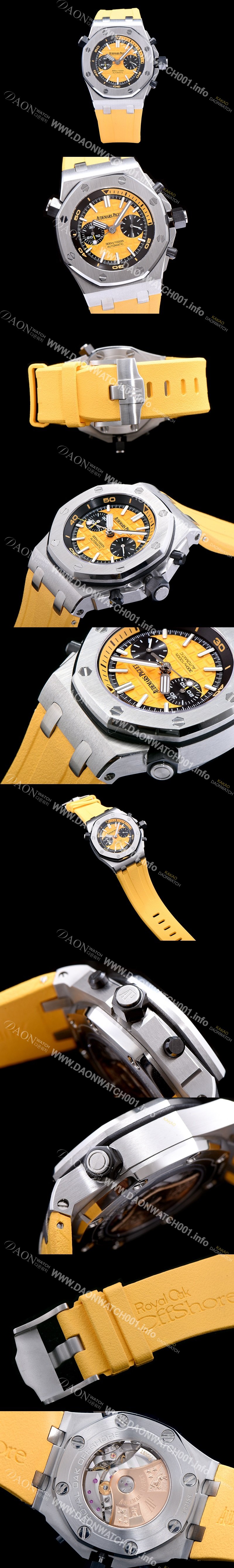 홍콩명품 [오데마피게] 남성용 로얄오크 오프쇼어 크로노그래프 옐로 다이얼 오토매틱 무브먼트 AUD0454