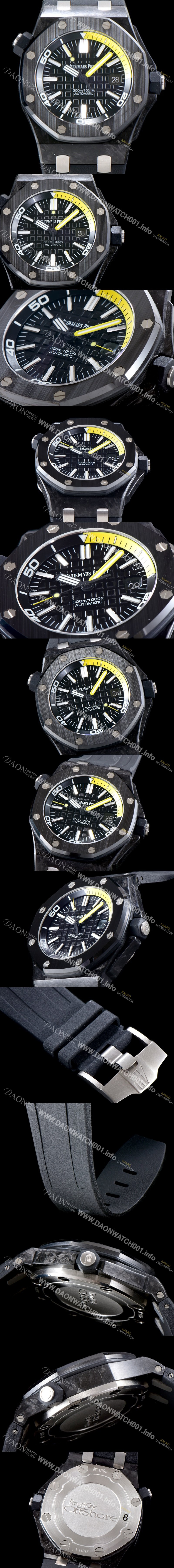 홍콩명품 [오데마피게] 남성용 신형 다이버 모델!! 로얄오크 오프쇼어15706AU.OO.A002CA.01 포지드카본 블랙 와플 다이얼 오토매틱 무브먼트 AUD0200