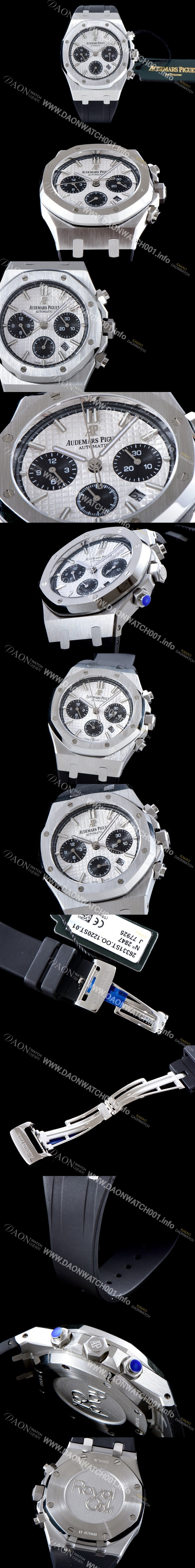 홍콩명품 [오데마피게] 남성용 로얄오크 데일리워치 강추!! 26331ST.OO.1220ST.03 크로노그래프 화이트 와플 다이얼 신형 ETA 7750B-2 신형 레귤레이터 무브먼트 AUD0202