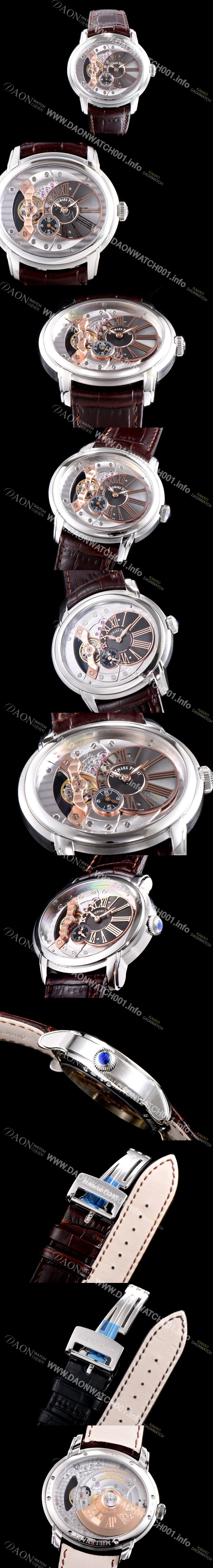 홍콩명품 [오데마피게] 남성용 밀레어리 최신형 업그레이드 모델 15350ST.OO.D002CR.01 칼리버 4101 실버 스켈레톤 다이얼 오토매틱 무브먼트 AUD0103