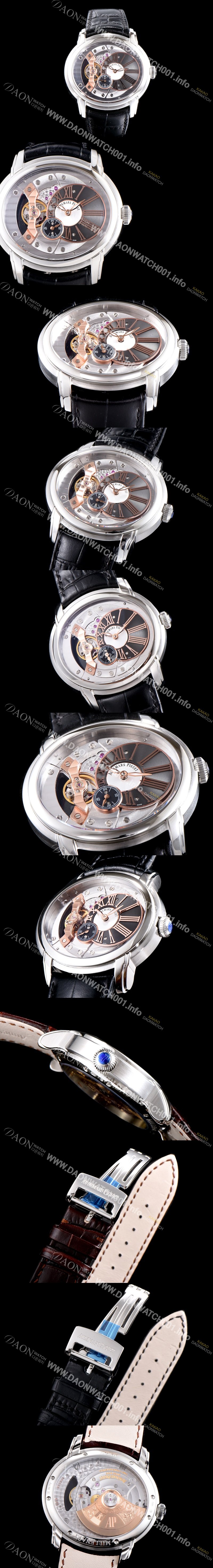 홍콩명품 [오데마피게] 남성용 밀레어리 최신형 업그레이드 모델 15350ST.OO.D002CR.01 칼리버 4101 실버 스켈레톤 다이얼 오토매틱 무브먼트 AUD0105