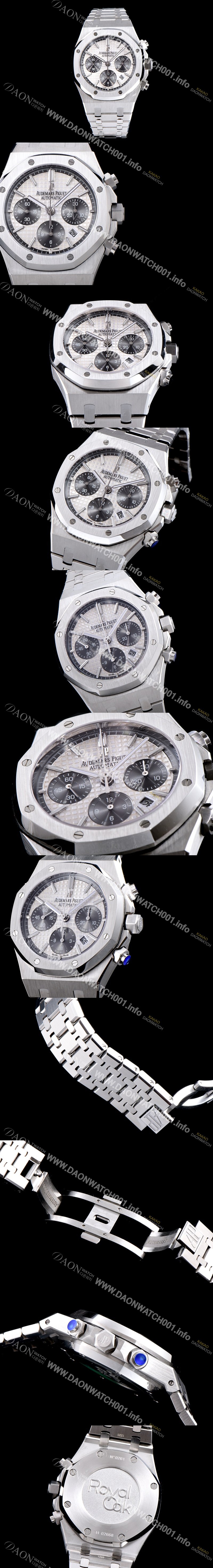 홍콩명품 [오데마피게] 남성용 NEW 로얄오크 26331ST.OO.1220ST.03 41mm 사이즈 드레스 워치!! 크로노그래프 화이트 와플 다이얼 브레이슬릿 신형 ETA 7750B-2 오토매틱 무브먼트 AUD0140