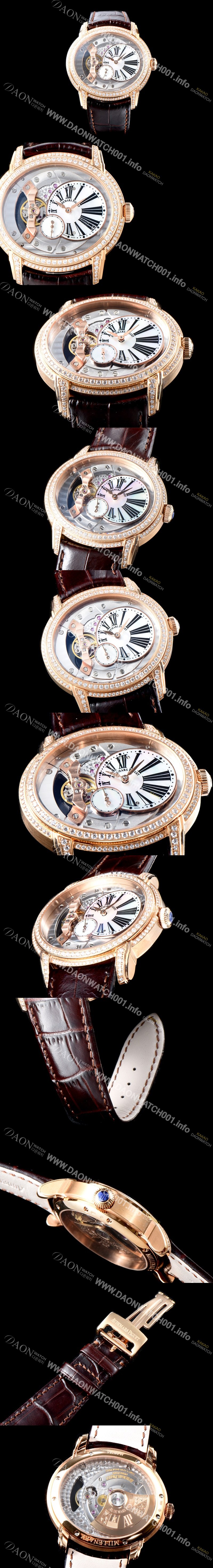 홍콩명품 [오데마피게] 남성용 밀레어리 럭셔리 베젤 투라인 77247OR.ZZ.A812CR.01 18K 로즈골드 실버&골드 스켈레톤 다이얼 오토매틱 무브먼트 AUD0113