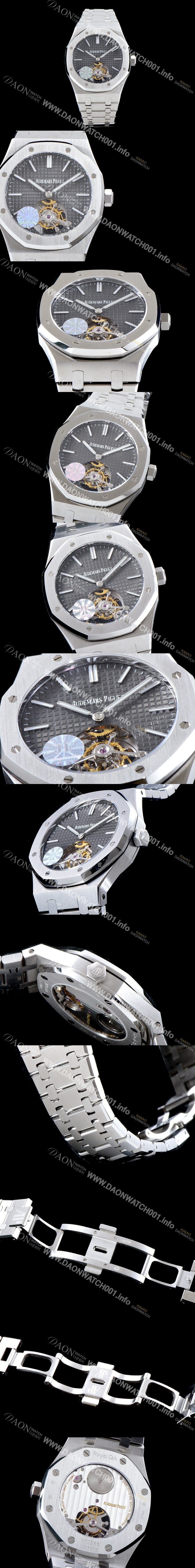 홍콩명품 [오데마피게] 남성용 VIP타입 로얄오크 투어빌론 씬-엑스트라 UP!! 15202ST.OO.1240ST.01 그레이 와플 다이얼 니켈도금된 세귤 리얼 투어빌론 신형 무브먼트 브레이슬릿 AUD0100