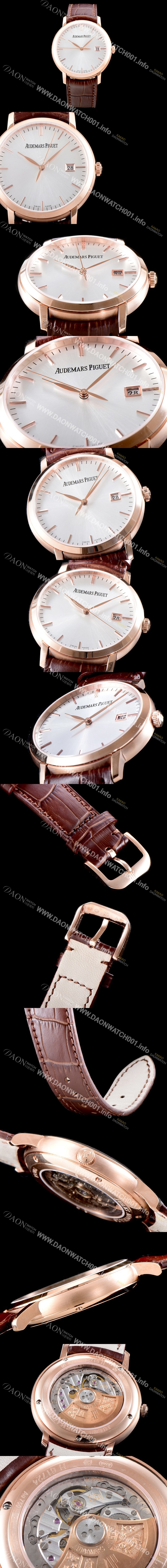 홍콩명품 [오데마피게] 남성용 최신버전 업그레이드형!! 줄스 오데마 15170OR.OO.A088CR.01 클래식 데이트 신제품 18K 로즈골드 케이스 화이트 실버 다이얼 셀프와인딩 무브먼트 AUD0130