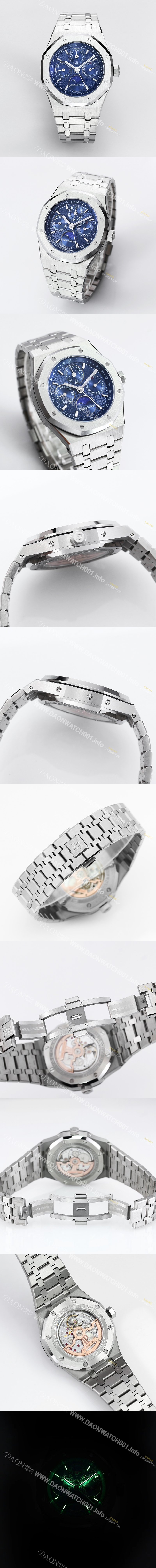 홍콩명품 [오데마피게] 남성용 로얄오크 26574 퍼페츄얼 캘린더 문페이즈 41mm 블루 다이얼 신형 5134 오토매틱 무브먼트 AUD4201