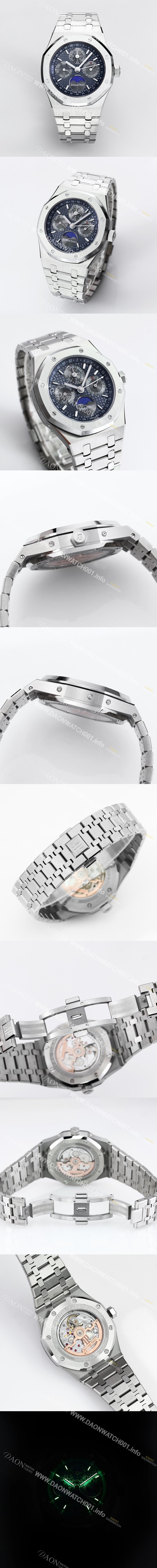 홍콩명품 [오데마피게] 남성용 로얄오크 26574 퍼페츄얼 캘린더 문페이즈 41mm 다크 블루 다이얼 신형 5134 오토매틱 무브먼 AUD4204