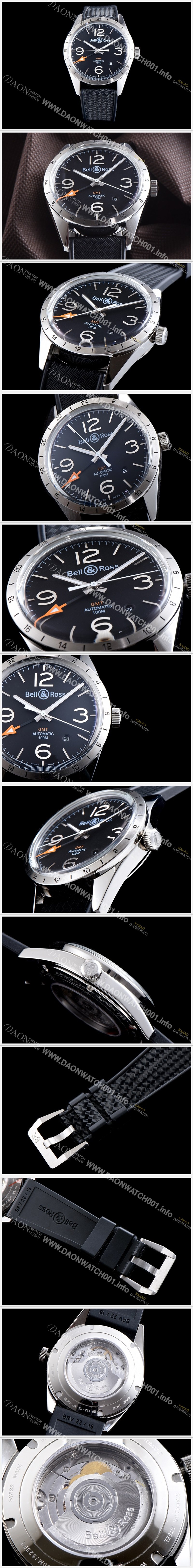 홍콩명품 [벨엔로즈] 남성용 빈티지 BRV123-BL-GMT/SRB GMT 신형 모델 블랙 다이얼 스위스 ETA 2836-2오토매틱 무브먼트 BEL4231