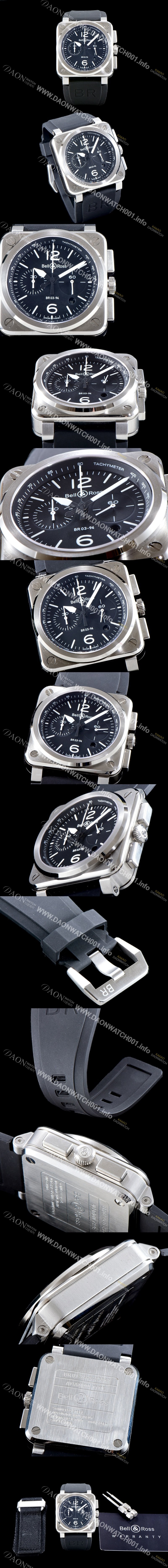 홍콩명품 [벨엔로즈] 남성용 인스트루먼트 BR 03-94 STEEL 크로노그래프-스틸42mm 블랙 다이얼 오토매틱 무브먼트 BEL4250
