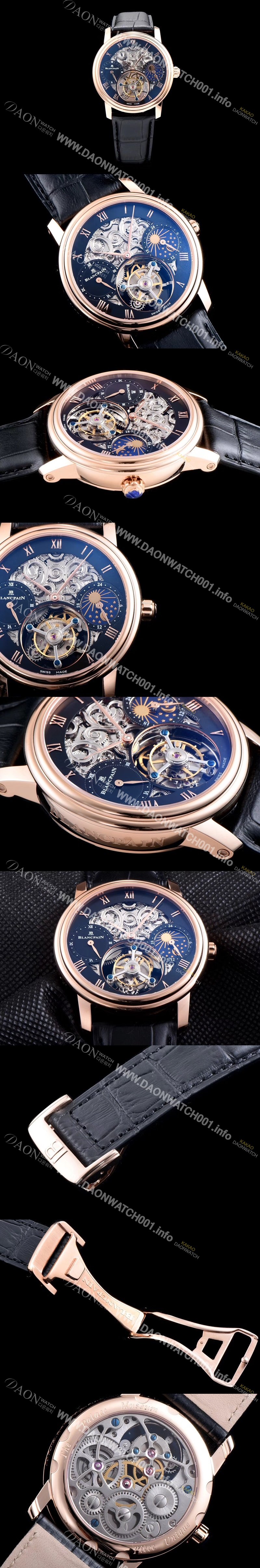 홍콩명품 [블랑팡] 남성용 VIP타입 리얼 뚜르비용 18k 로즈골드 블랙 다이얼 투어빌론 무브먼트 BLA4211