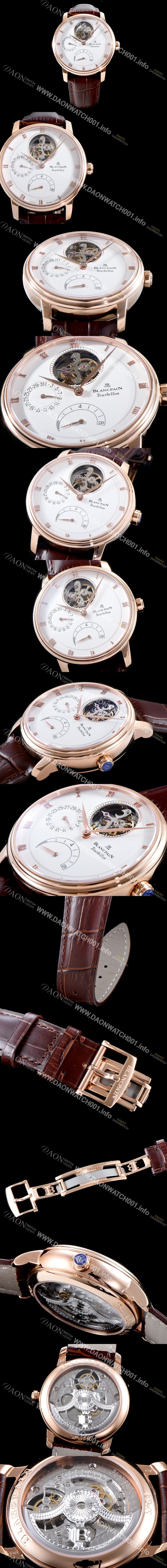 홍콩명품 [블랑팡] 남성용 빌레레 클래식 6025-3642-55B 투어빌론 18k로즈골드 화이트 다이얼 BLA4204