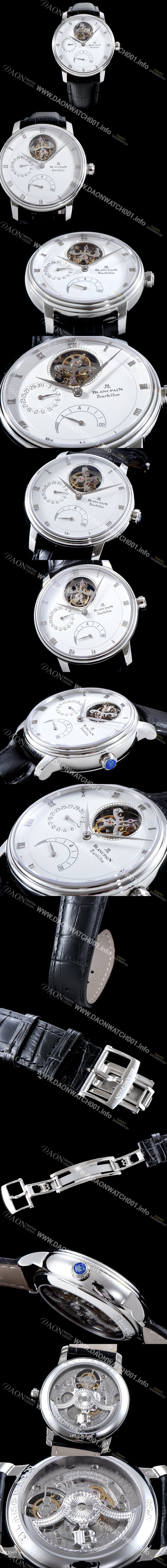 홍콩명품 [블랑팡] 남성용 빌레레 클래식 6025-1542-55B 투어빌론 화이트 다이얼 BLA4202
