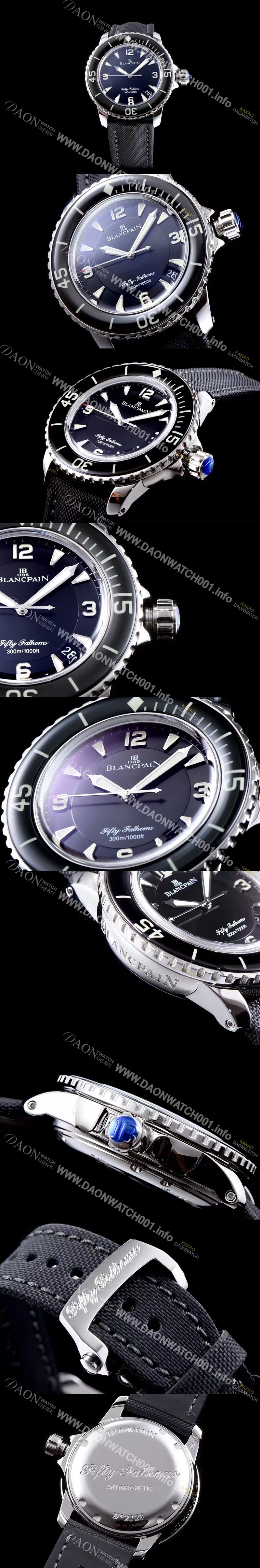 홍콩명품 [블랑팡] 남성용 베스트셀러 피프티 패덤스 5015-1130-52 다이버 워치 블랙 다이얼 스위스 ETA 2836-2오토매틱 무브먼트 BLA4200