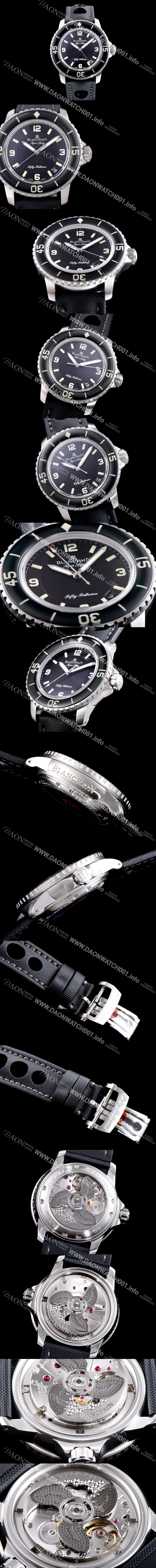 홍콩명품 [블랑팡] 남성용 피프티 패덤스 5015C-1130-52B 아쿠아렁 다이버 워치 블랙 다이얼 스위스 ETA 2836-2오토매틱 무브먼트 BLA4200