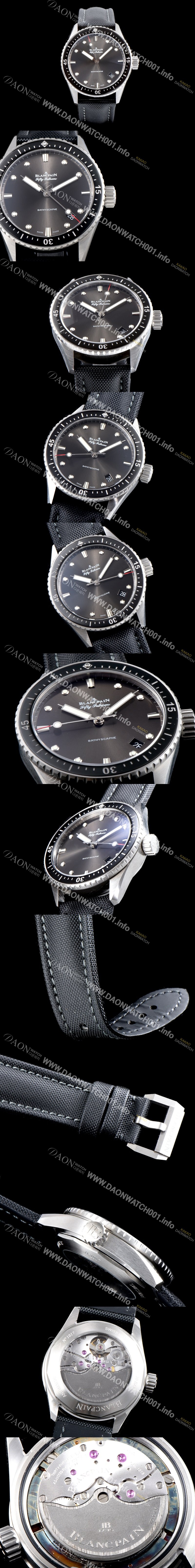 홍콩명품 [블랑팡] 남성용 피프티 패덤스 5000-1110-B52A 바티스카프 칼리버1315 다이버 워치 티타늄 베젤 그레이 다이얼 오토매틱 무브먼트 BLA4230