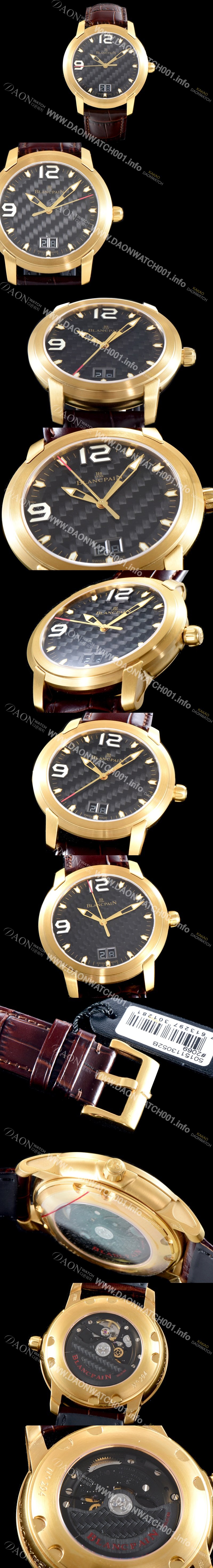 홍콩명품 [블랑팡] 남성용 L-에볼루션 R10-1103-53B 그랑데 빅데이트 타입 UP!! 고급스러운 18K옐로우골드 케이스 블랙 텍스쳐드 다이얼 Cal.6950 오토매틱 무브먼트 BLA4201